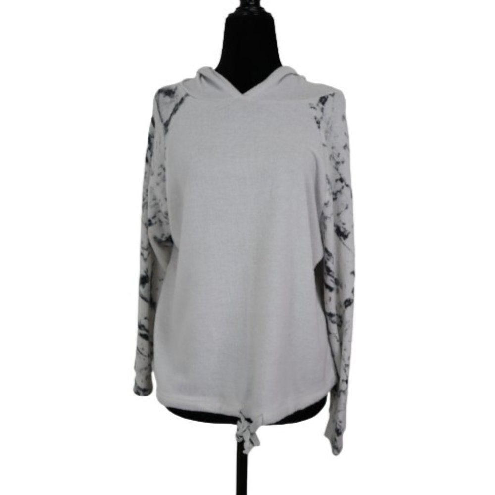 NEW Poof Apparel Women Pullover Cloud Jersey Hoodie S Drawstring Hem Long Sleeve